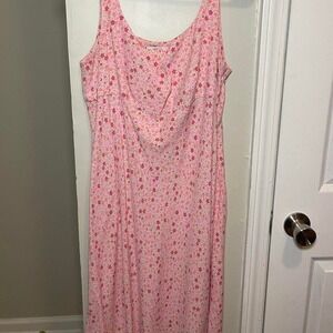 Ann‎ Taylor LOFT Pink Ditsy Floral Rayon Midi Dress Cowl Neck Size 12 Womens
